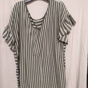 Terra Skye Bayleaf Stripped 2x Blouse
